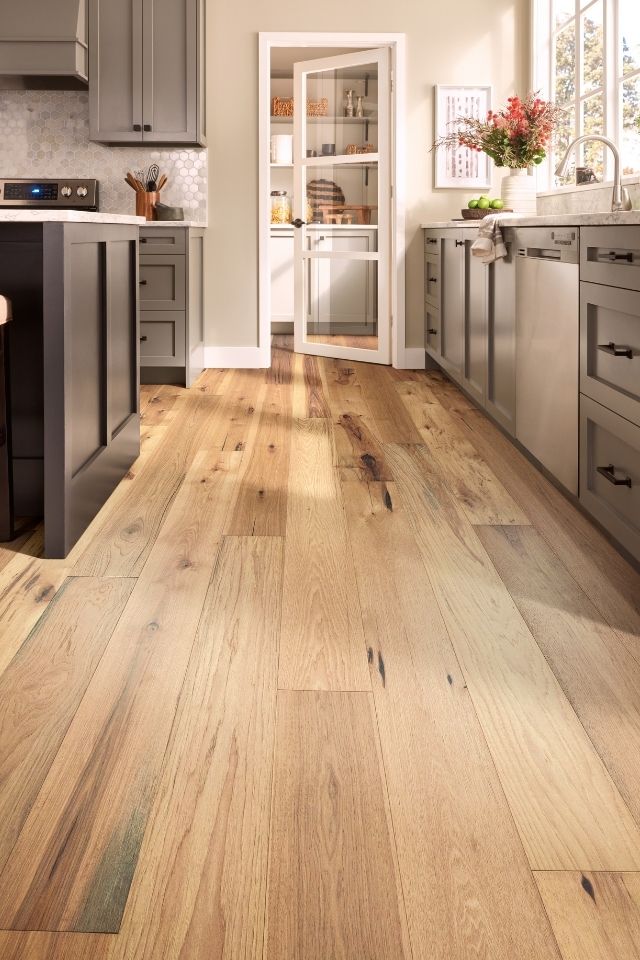 honey hued hardwood in modern kitchen